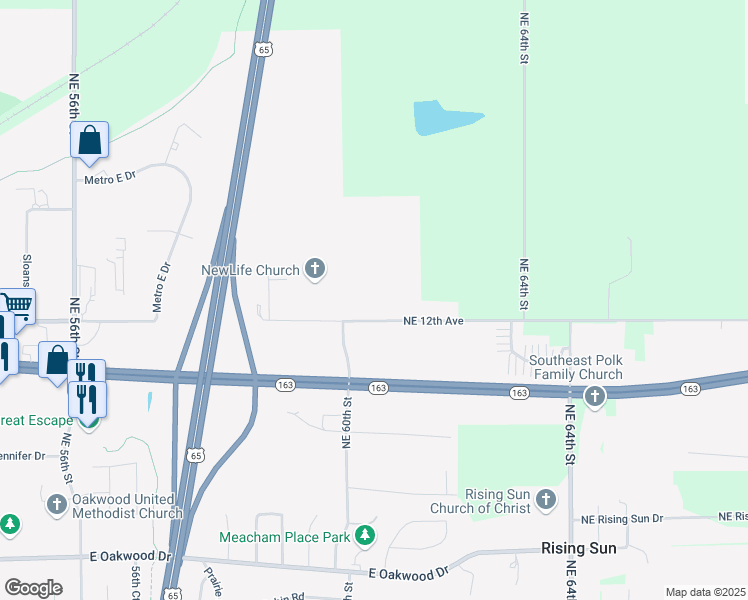 map of restaurants, bars, coffee shops, grocery stores, and more near 6120 Northeast 12th Avenue in Pleasant Hill