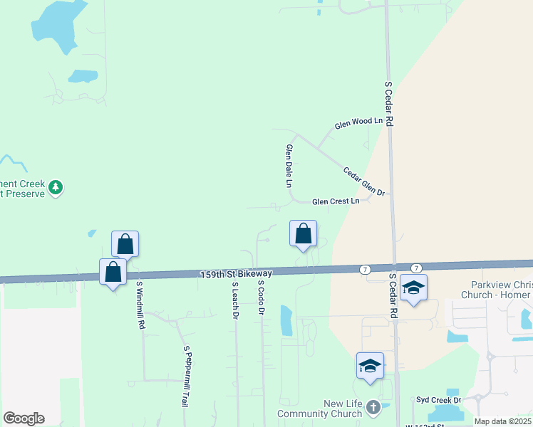 map of restaurants, bars, coffee shops, grocery stores, and more near 15059 Glen View Court in Homer Glen