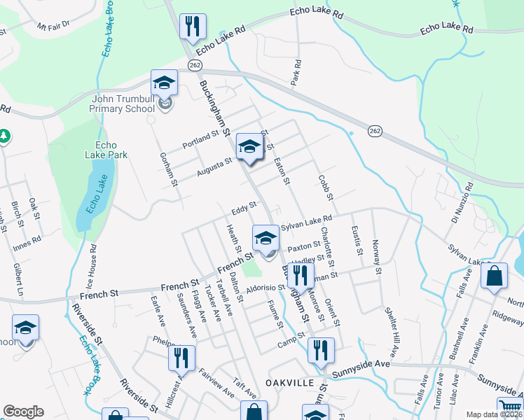 map of restaurants, bars, coffee shops, grocery stores, and more near 58 Clyde Street in Watertown