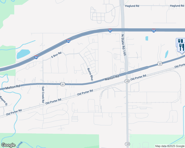 map of restaurants, bars, coffee shops, grocery stores, and more near 322 Harbor Way in Burns Harbor