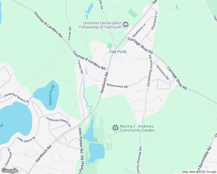map of restaurants, bars, coffee shops, grocery stores, and more near 15 Tree Top Lane in Falmouth