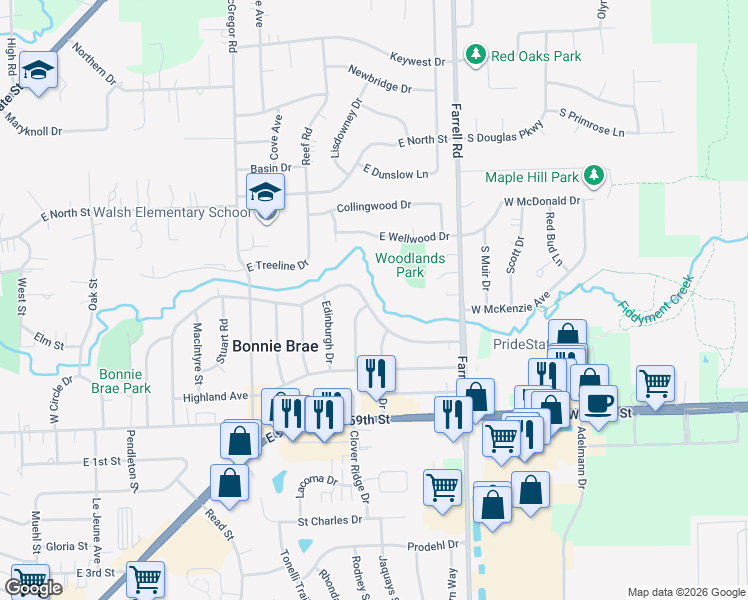 map of restaurants, bars, coffee shops, grocery stores, and more near 1301 Mc Cameron Avenue in Lockport
