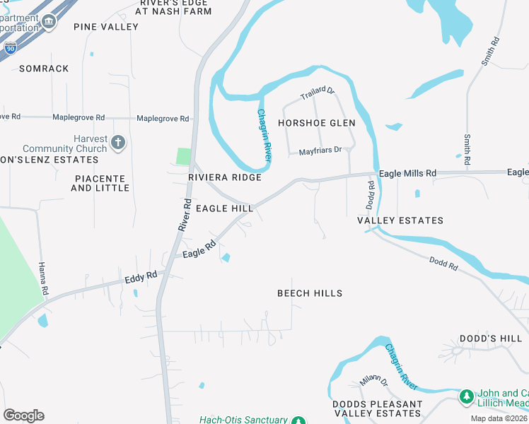 map of restaurants, bars, coffee shops, grocery stores, and more near 37130 Eagle Road in Willoughby Hills