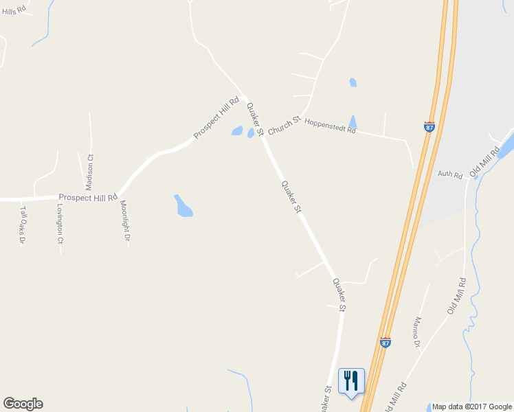 map of restaurants, bars, coffee shops, grocery stores, and more near 186 Quaker Street in Wallkill