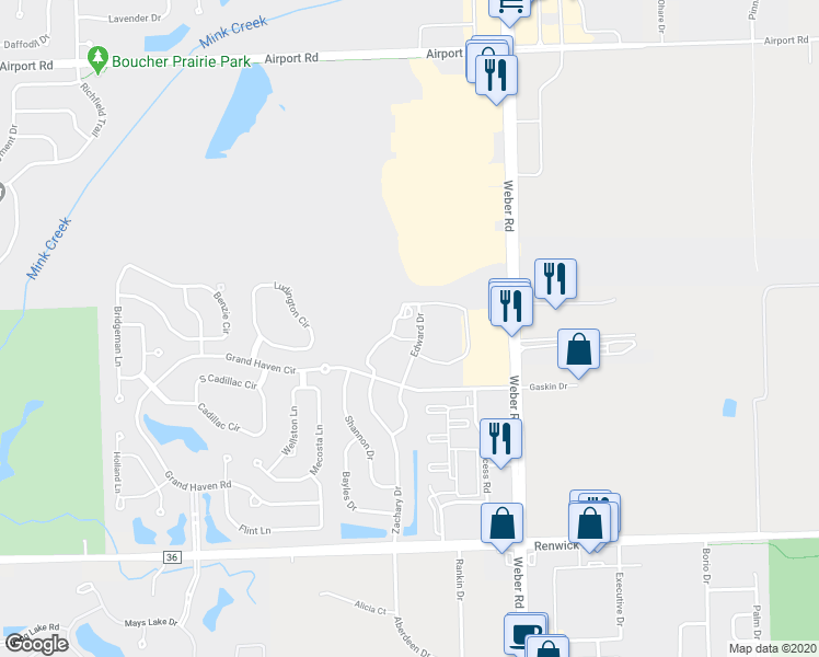 map of restaurants, bars, coffee shops, grocery stores, and more near 600 Edward Drive in Romeoville