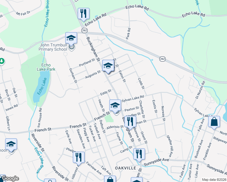 map of restaurants, bars, coffee shops, grocery stores, and more near 58 Clyde Street in Watertown