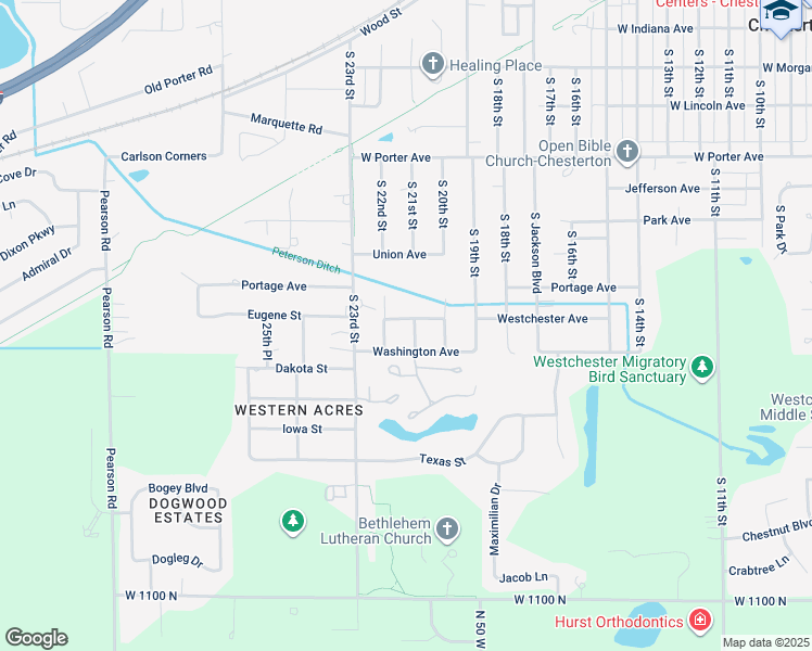 map of restaurants, bars, coffee shops, grocery stores, and more near Tupelo Lane in Chesterton