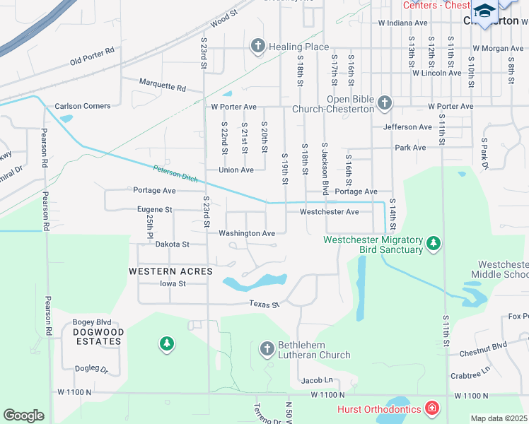 map of restaurants, bars, coffee shops, grocery stores, and more near 2000 Westchester Avenue in Chesterton