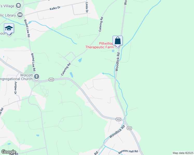 map of restaurants, bars, coffee shops, grocery stores, and more near 12 Borghesi Court in Wolcott