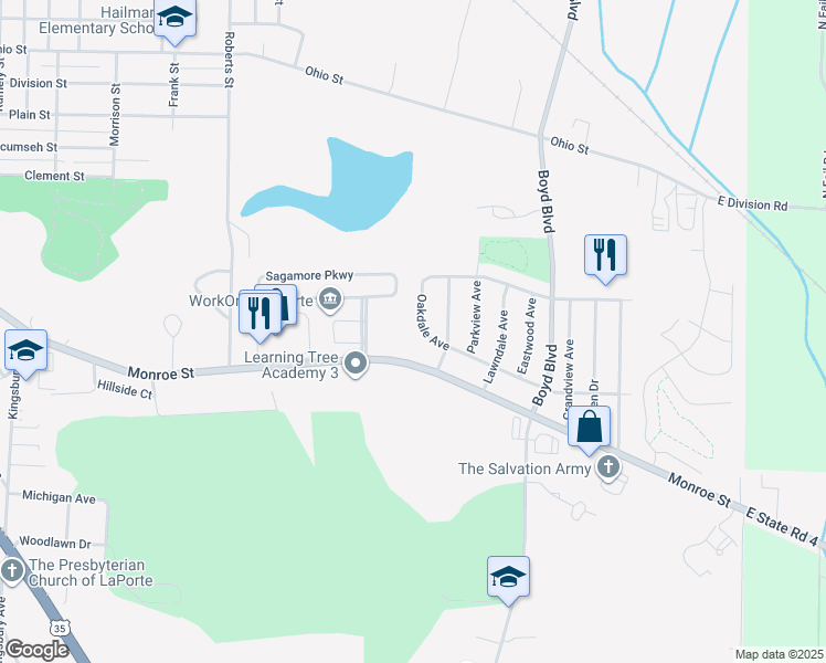 map of restaurants, bars, coffee shops, grocery stores, and more near 2901 Oakdale Avenue in La Porte