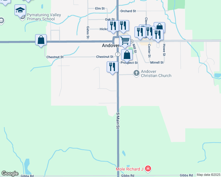 map of restaurants, bars, coffee shops, grocery stores, and more near 131 South Park Drive in Andover