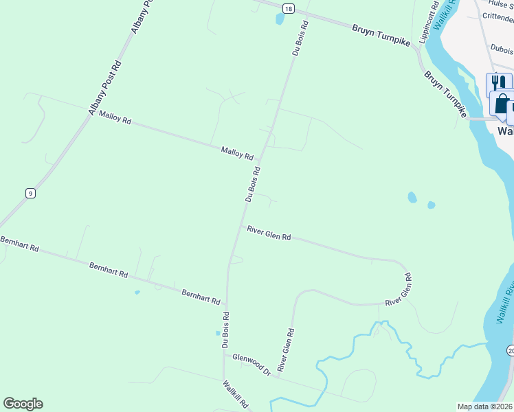 map of restaurants, bars, coffee shops, grocery stores, and more near 468 Du Bois Road in Wallkill