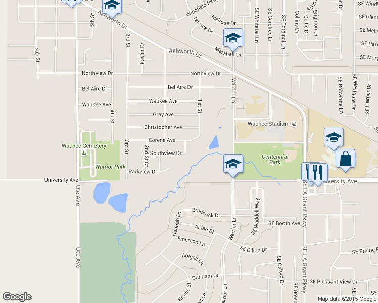 map of restaurants, bars, coffee shops, grocery stores, and more near 1070 1st Place in Waukee