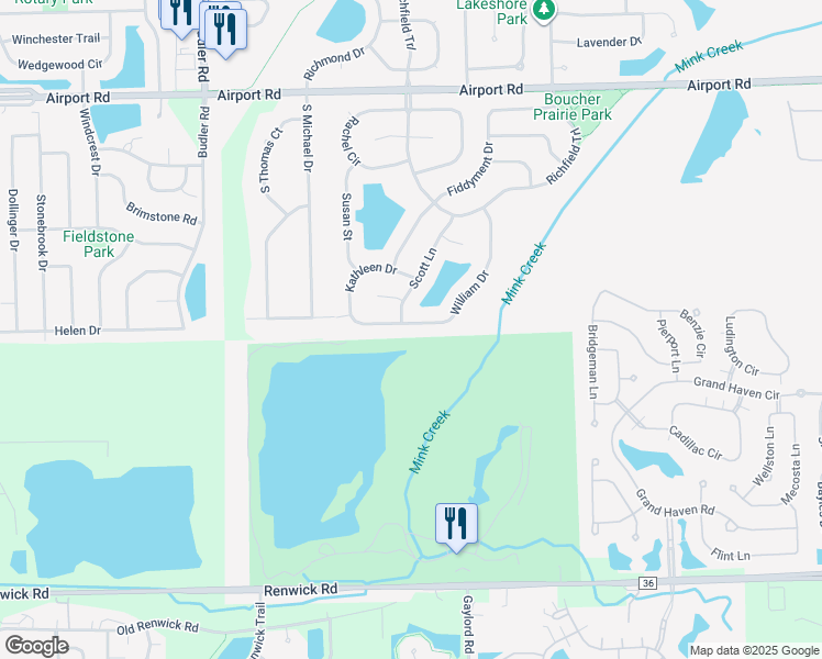 map of restaurants, bars, coffee shops, grocery stores, and more near 1741 William Drive in Romeoville