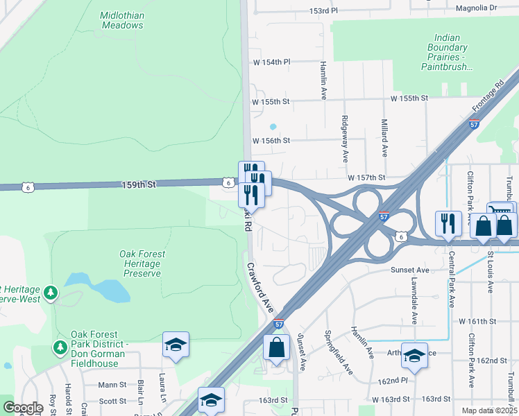 map of restaurants, bars, coffee shops, grocery stores, and more near 15743 Harding Avenue in Markham