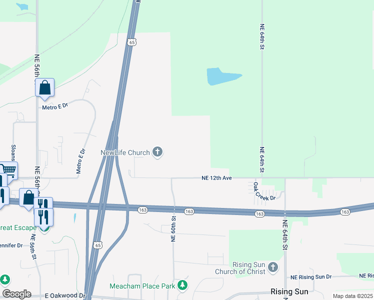 map of restaurants, bars, coffee shops, grocery stores, and more near 6132 Northeast 12th Avenue in Pleasant Hill