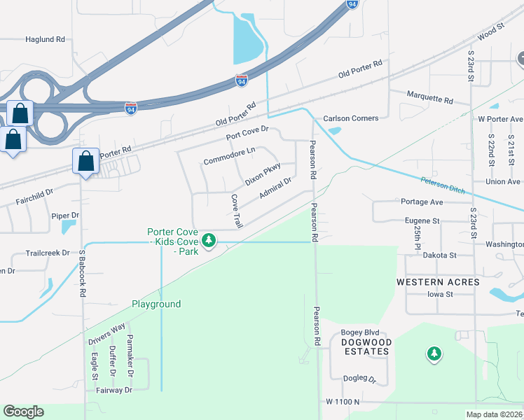 map of restaurants, bars, coffee shops, grocery stores, and more near 691-1499 Essex Drive in Porter