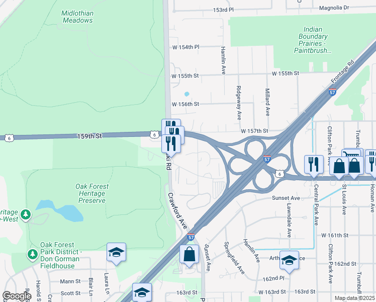 map of restaurants, bars, coffee shops, grocery stores, and more near 15743 Harding Avenue in Markham