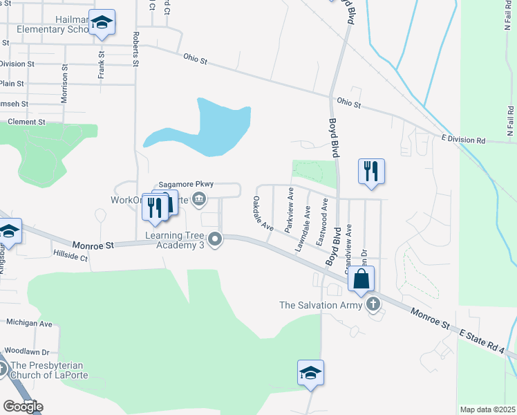 map of restaurants, bars, coffee shops, grocery stores, and more near 2901 Oakdale Avenue in La Porte
