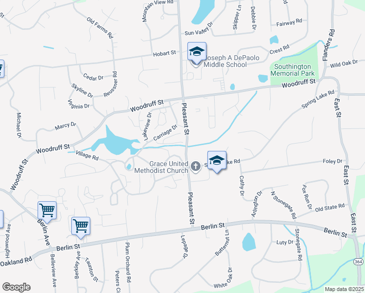 map of restaurants, bars, coffee shops, grocery stores, and more near 243 Snow Owl Drive in Southington