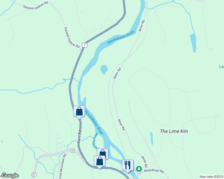 map of restaurants, bars, coffee shops, grocery stores, and more near 91 River Road in New Milford