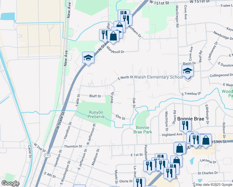 map of restaurants, bars, coffee shops, grocery stores, and more near 532 West Street in Lockport