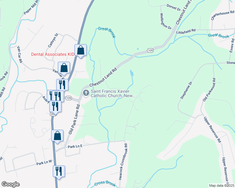 map of restaurants, bars, coffee shops, grocery stores, and more near 9 Chestnut Grove in New Milford