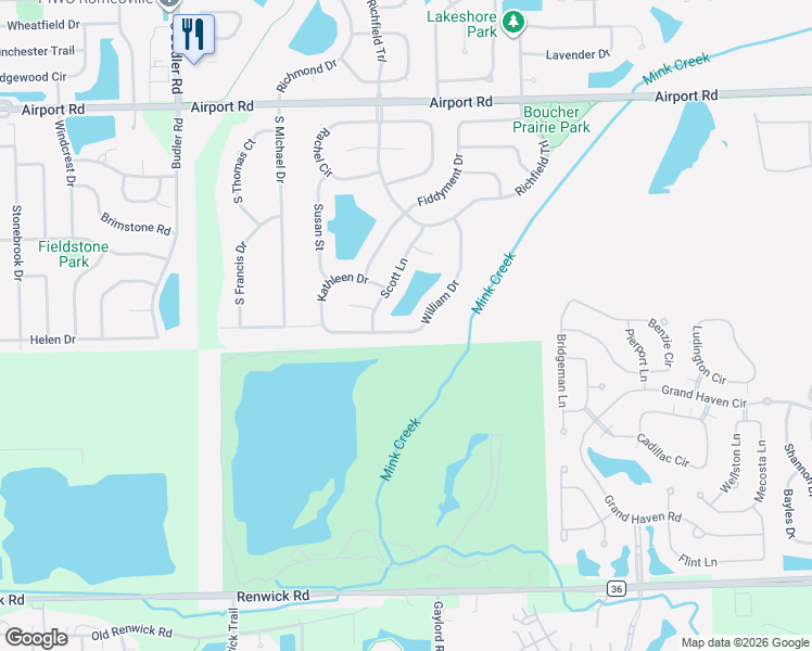 map of restaurants, bars, coffee shops, grocery stores, and more near 1716 William Drive in Romeoville