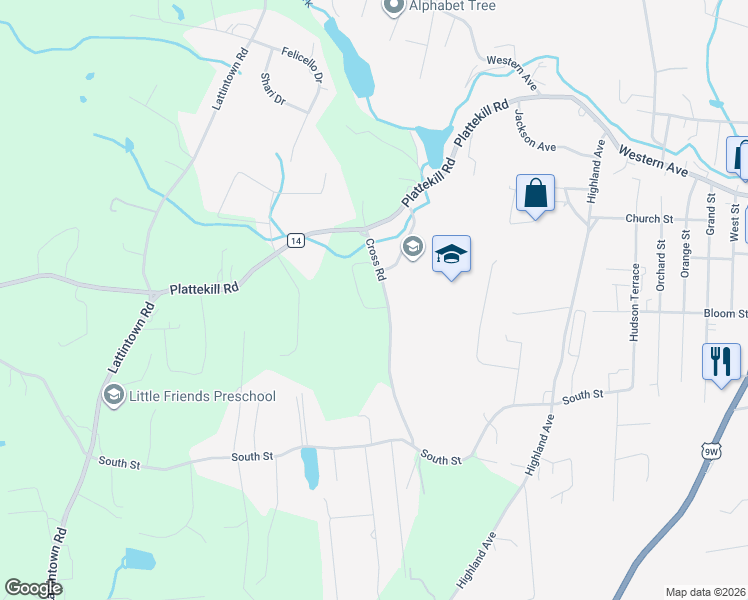 map of restaurants, bars, coffee shops, grocery stores, and more near 41 Cross Road in Marlboro