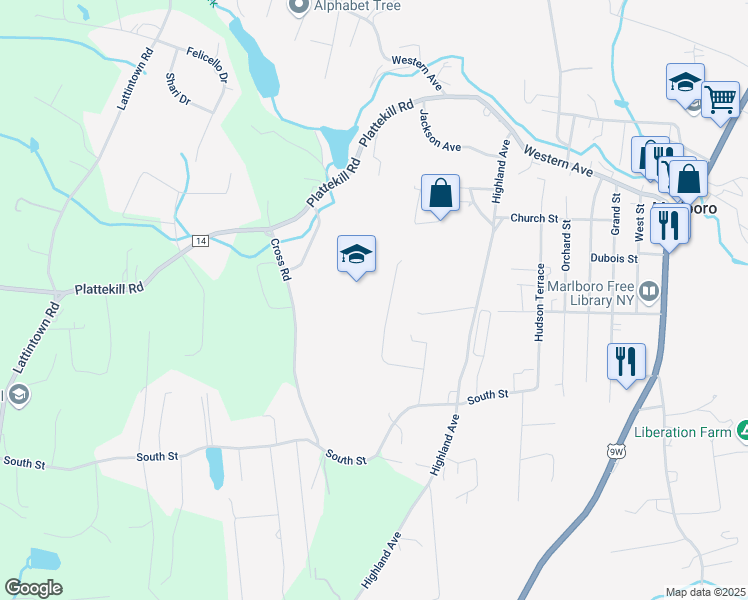 map of restaurants, bars, coffee shops, grocery stores, and more near 17 Robyn Dr in Marlboro