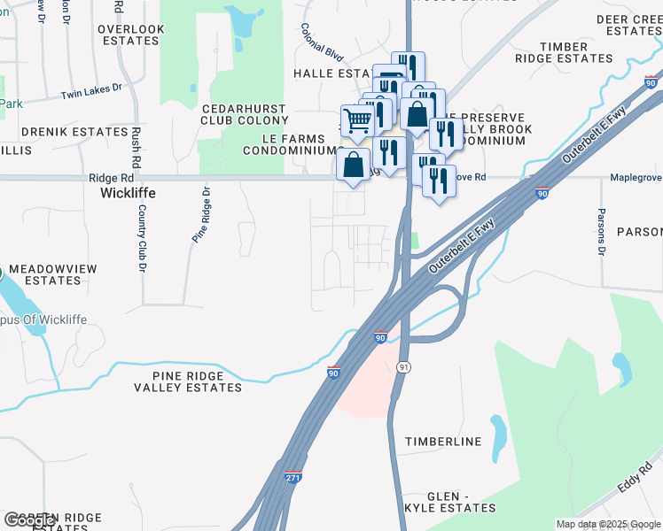 map of restaurants, bars, coffee shops, grocery stores, and more near 2252 Par Lane in Willoughby Hills