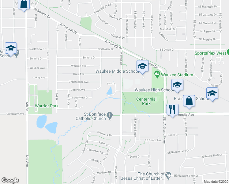 map of restaurants, bars, coffee shops, grocery stores, and more near 1010 Warrior Lane in Waukee