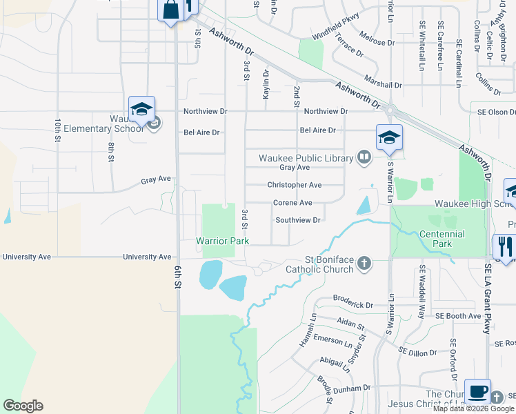 map of restaurants, bars, coffee shops, grocery stores, and more near 290 Corene Avenue in Waukee