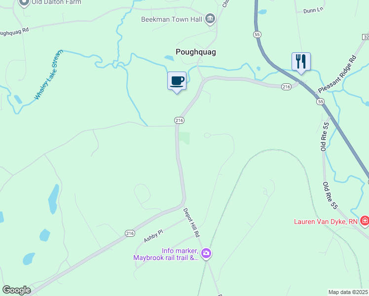 map of restaurants, bars, coffee shops, grocery stores, and more near 1082 New York 216 in Poughquag