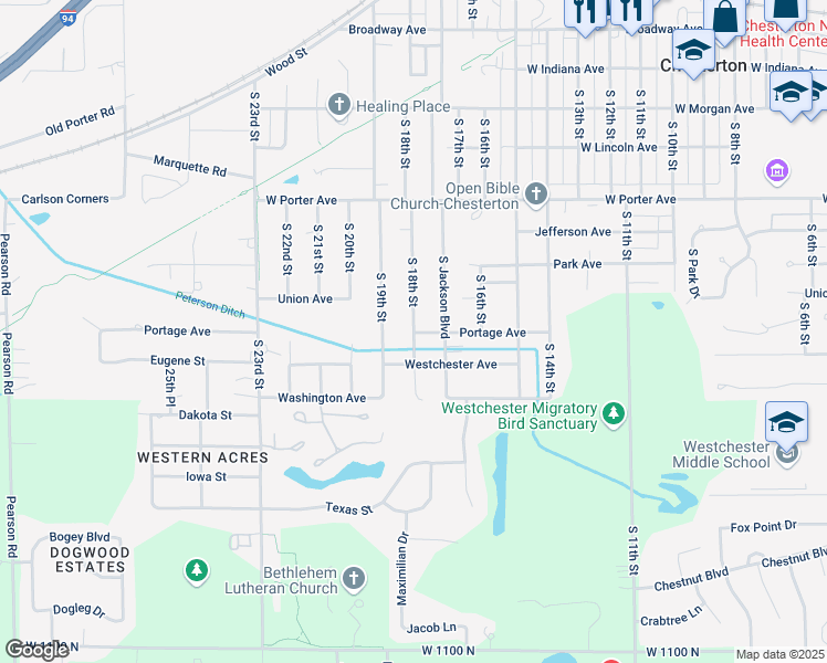 map of restaurants, bars, coffee shops, grocery stores, and more near 899 South 18th Street in Chesterton