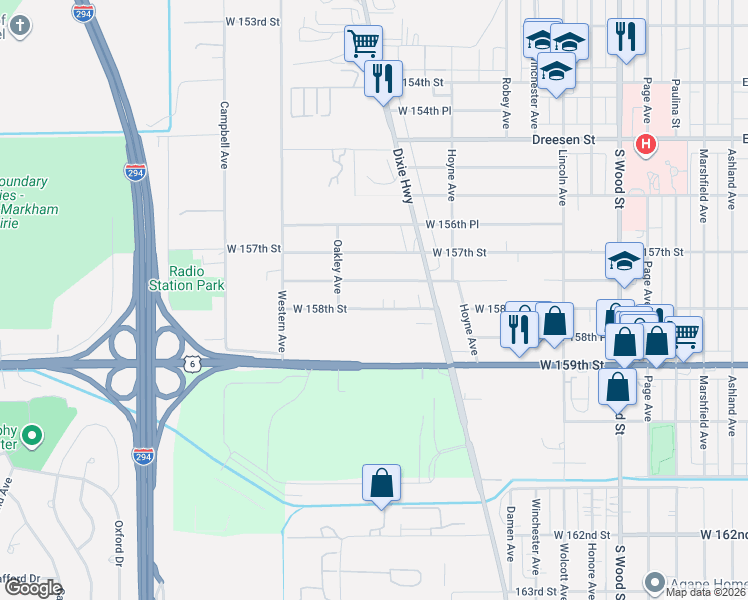 map of restaurants, bars, coffee shops, grocery stores, and more near 2236 158th Street in Markham