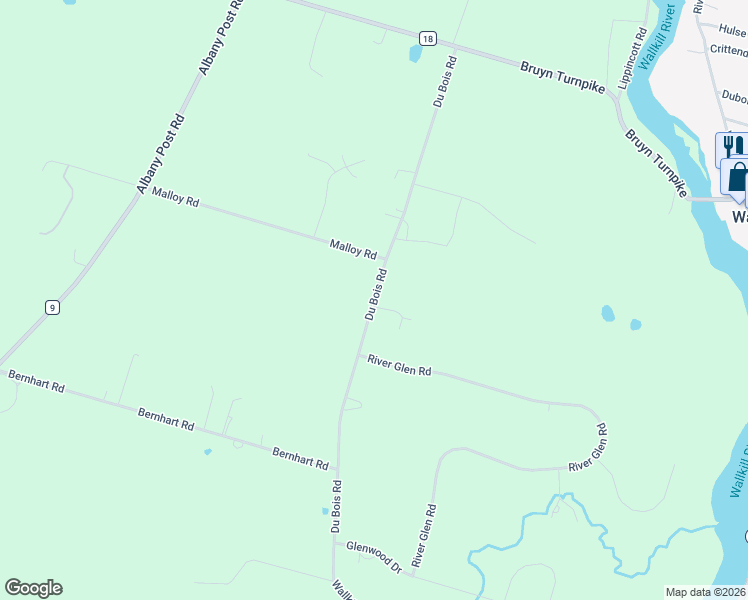 map of restaurants, bars, coffee shops, grocery stores, and more near 468 Du Bois Road in Ulster County