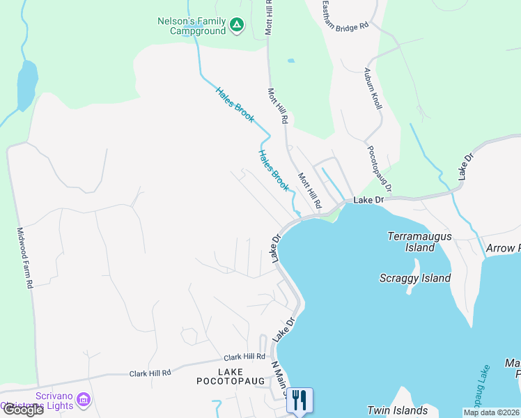 map of restaurants, bars, coffee shops, grocery stores, and more near 33 Lakewood Road in East Hampton