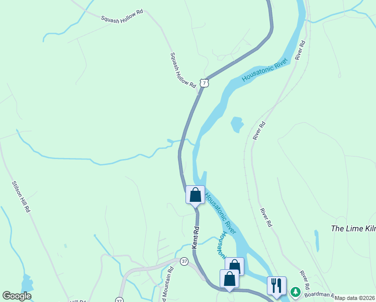 map of restaurants, bars, coffee shops, grocery stores, and more near 392 Kent Road in New Milford