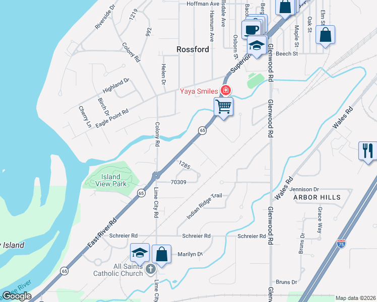 map of restaurants, bars, coffee shops, grocery stores, and more near 1006 Dixie Highway in Rossford