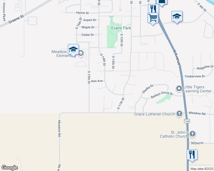 map of restaurants, bars, coffee shops, grocery stores, and more near 1517 South 14th Street in Adel