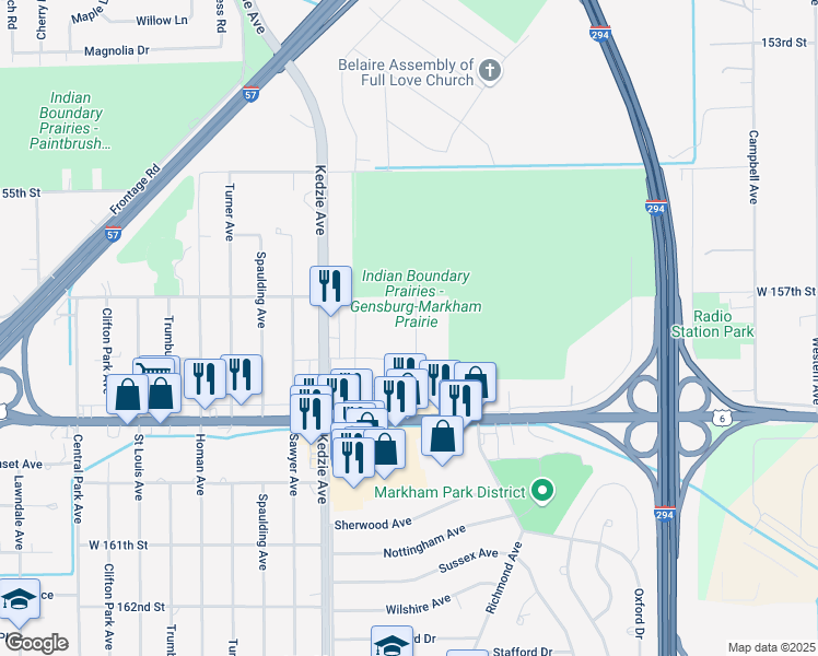 map of restaurants, bars, coffee shops, grocery stores, and more near 15712 Whipple Street in Markham