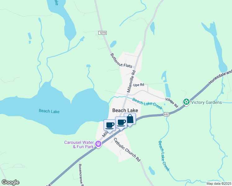 map of restaurants, bars, coffee shops, grocery stores, and more near Church Road in Honesdale