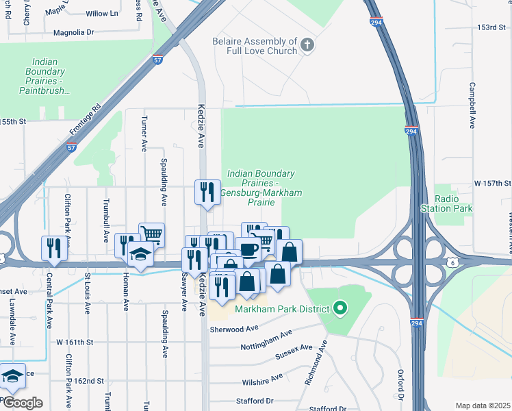 map of restaurants, bars, coffee shops, grocery stores, and more near 15712 Whipple Street in Markham