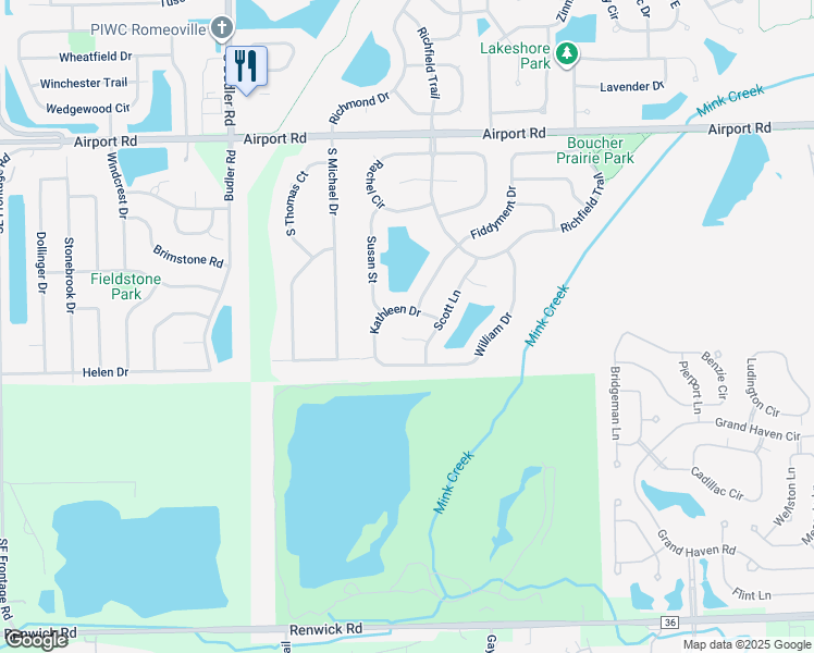 map of restaurants, bars, coffee shops, grocery stores, and more near 1760 Rudolph Court in Romeoville
