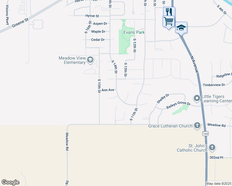map of restaurants, bars, coffee shops, grocery stores, and more near 1406 Ann Avenue in Adel