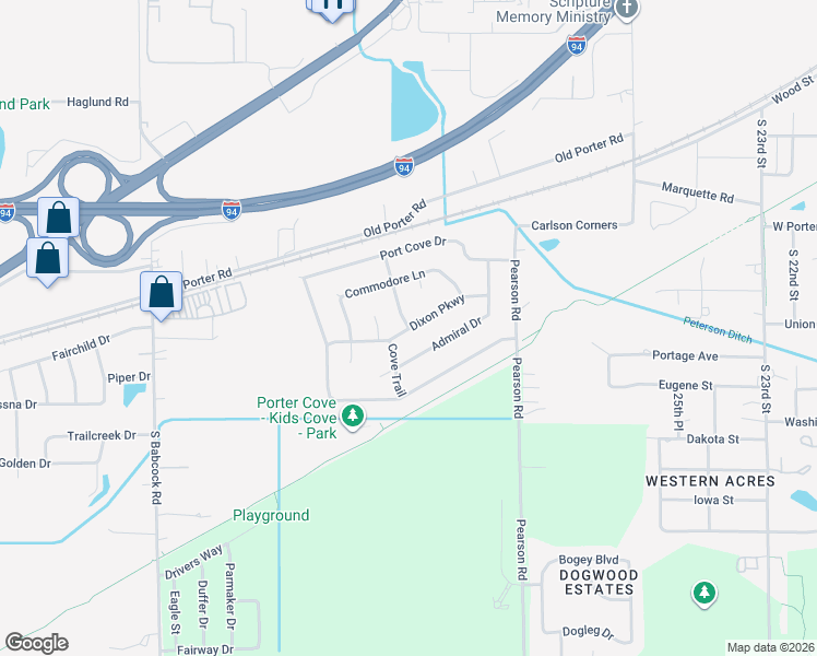 map of restaurants, bars, coffee shops, grocery stores, and more near 799 David Blvd in Porter