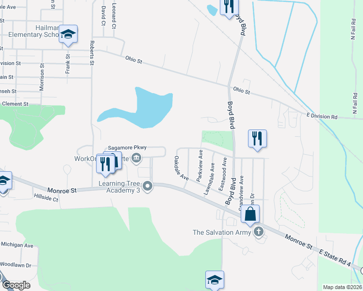 map of restaurants, bars, coffee shops, grocery stores, and more near 2921 Silverbrook Avenue in La Porte