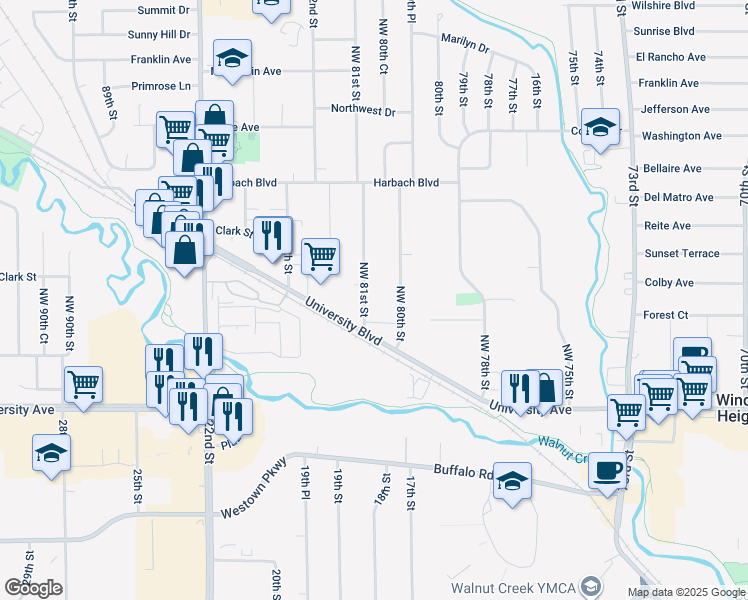 map of restaurants, bars, coffee shops, grocery stores, and more near 1465 Northwest 81st Street in Clive