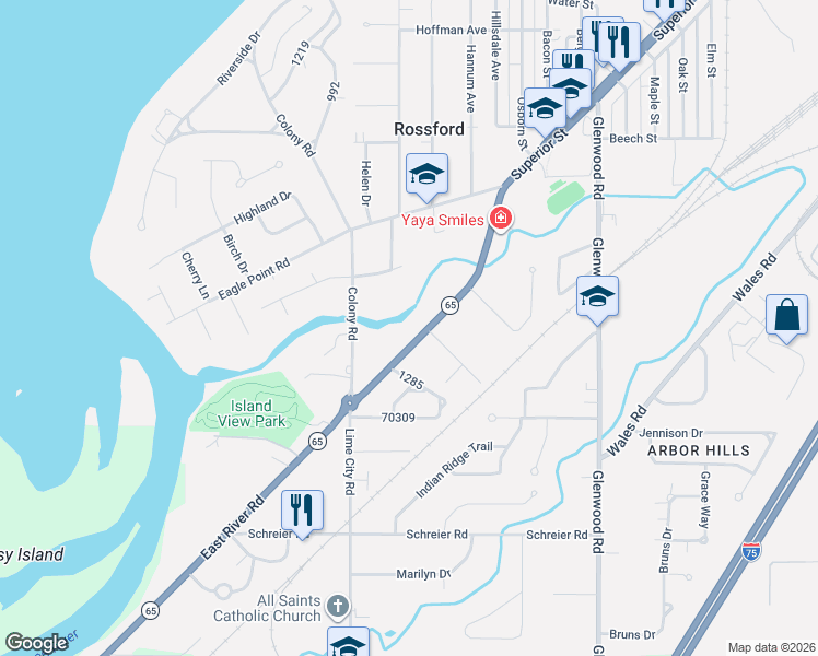map of restaurants, bars, coffee shops, grocery stores, and more near 1006 Dixie Highway in Rossford